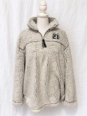 Jostens Class of 2021 Sherpa Quarter Zip Pullover Unisex Large Gray Fleece